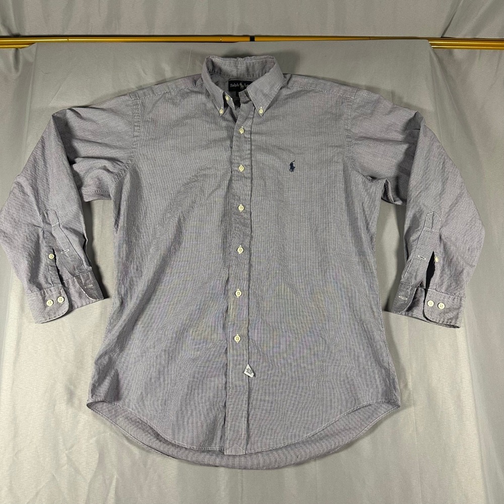 Ralph Lauren‎ Yarmouth Shirt Mens 15 32/33 Blue White Check Cotton Button Down